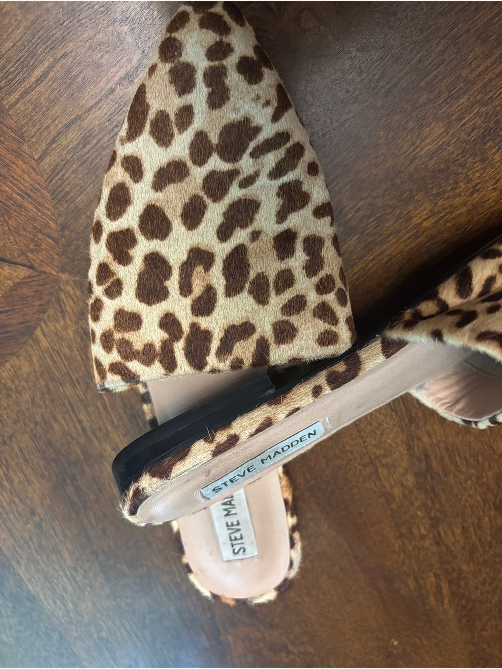 Steve Madden Leopard-Print Pointed Toe Slip-On Mules in Brown and Cream - Picture 3 of 3
